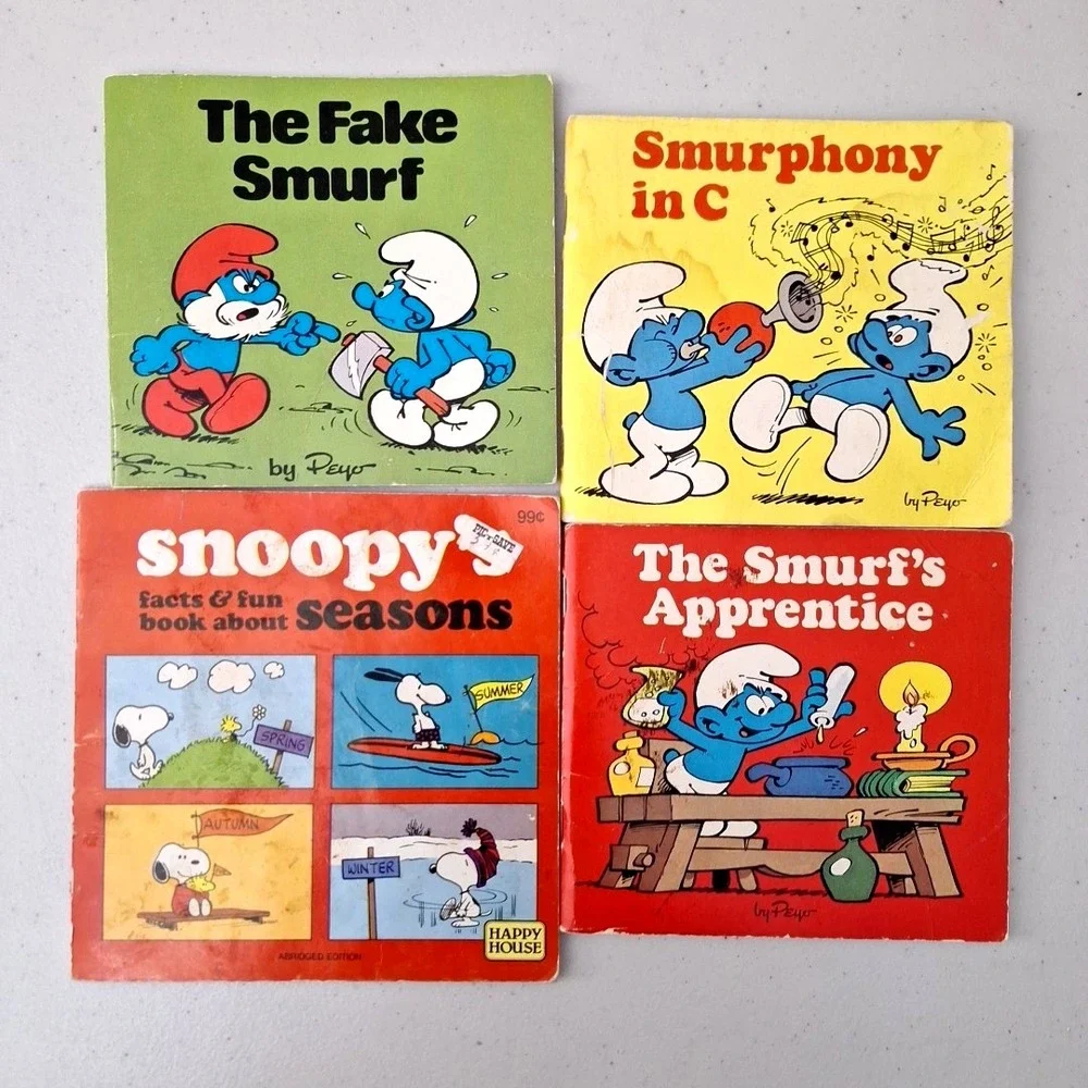 Smurfs Vintage 1980's Peyo Mini Books Lot Random House Fake Symphony Apprentice